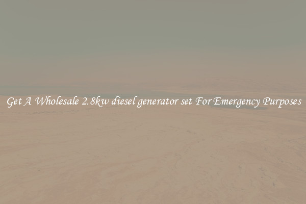 Get A Wholesale 2.8kw diesel generator set For Emergency Purposes
